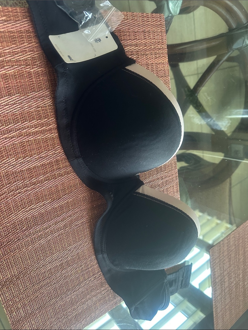 Izod Black Strapless T-Shirt Bra with Nude Trim